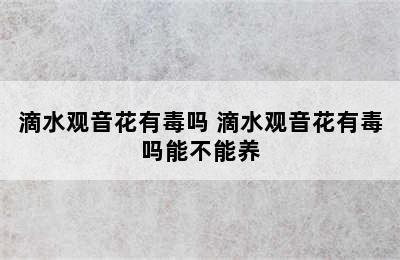 滴水观音花有毒吗 滴水观音花有毒吗能不能养